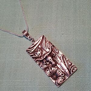 Necklace silver plated chain Longhorn pendant New